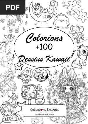 +100 Dessins kawaii à colorier