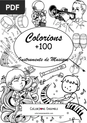 +100 Instruments de musique à colorier