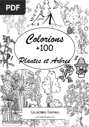 +100 Plantes et arbres à colorier