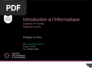 Introduction à l’Informatique. Licence 1