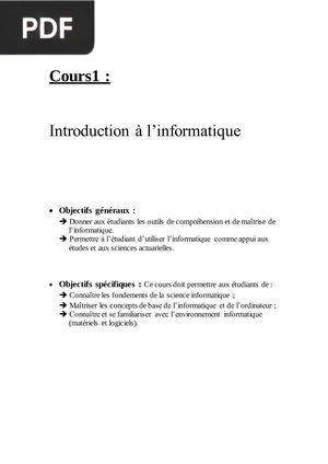 Introduction à l’informatique