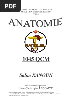 1045 QCM d'Anatomie PCEM1