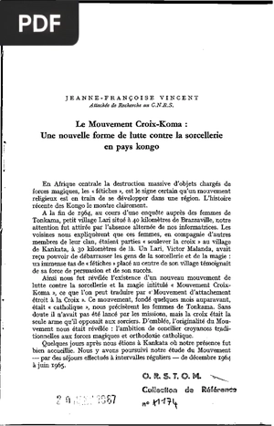 Le Mouvement Croix-Koma: Une nouvelle forme de lutte contre la sorcellerie en pays kongo
