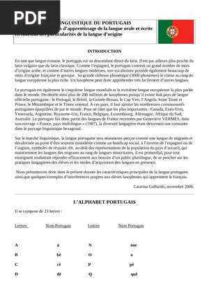 Fiche Linguistique Du Portugais