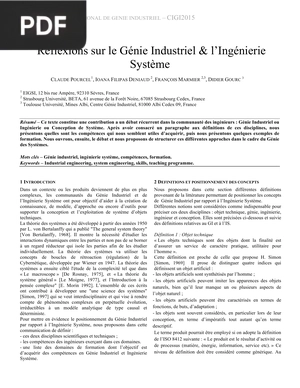 Réflexions sur le Génie Industriel & l’Ingénierie Système