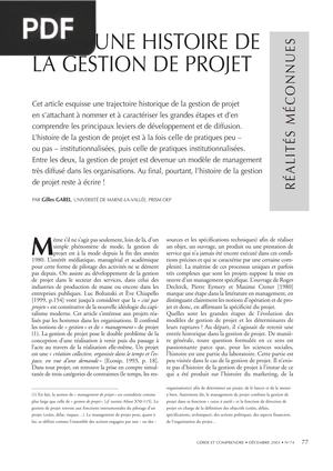 Pour une histoire de la gestion de projet
