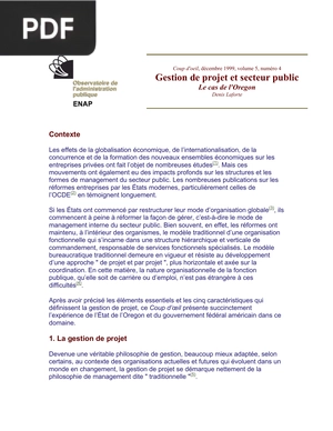 Gestion de projet et secteur public