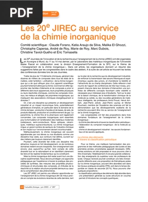 Les 20e JIREC au service de la chimie inorganique