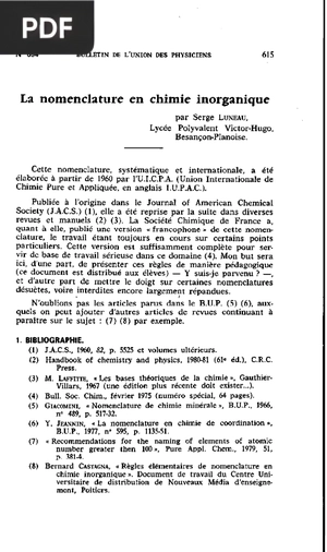 La nomenclature en chimie inorganique