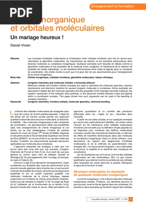 Chimie inorganique et orbitales moléculaires