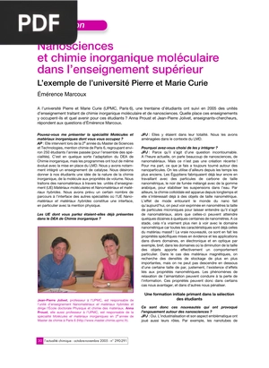 Nanosciences et chimie inorganique moléculaire dans l’enseignement supérieur