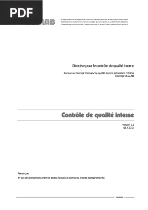 Directive pour le contrôle de qualité interne
