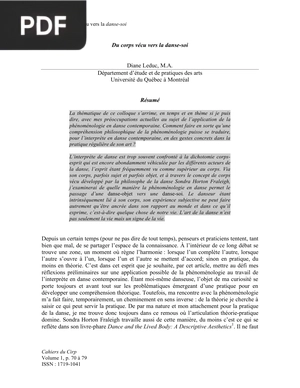 Du corps vécu vers la danse-soi