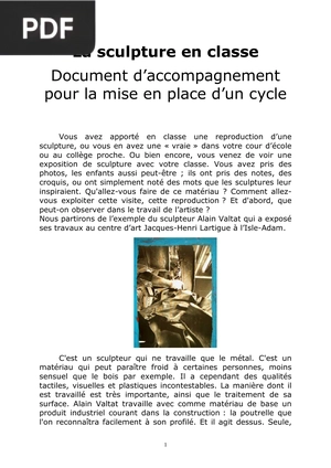 La sculpture en classe