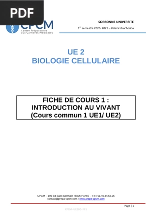 Biologie cellulaire introduction au vivant