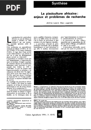 La pisciculture africaine: enjeux et problèmes de recherche