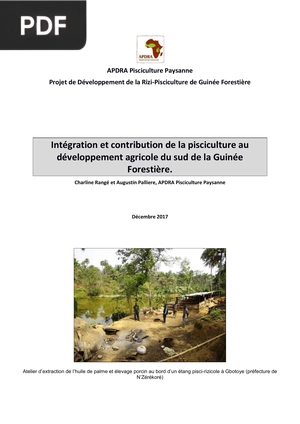 Intégration et contribution de la pisciculture au développement agricole du sud de la Guinée Forestière