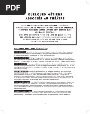 Quelques métiers associés au théâtre