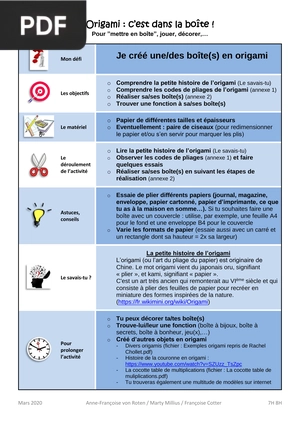 Origami: c’est dans la boîte