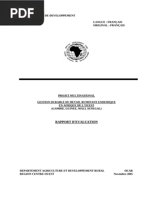 Gestion durable du betail ruminant endemique en afrique de l’ouest