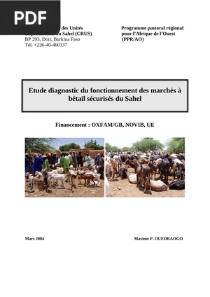 Etude diagnostic du fonctionnement des marchés à bétail sécurisés du Sahel