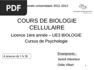 Cours biologie cellulaire