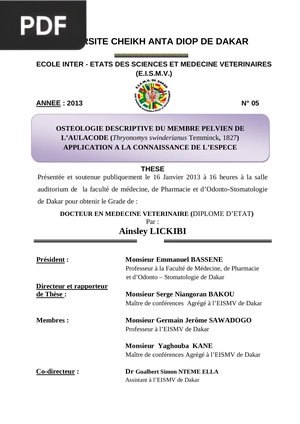 Osteologie descriptive du membre pelvien de l’aulacode. Application a la connaissance de l'espèce