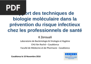 Apport des techniques de biologie moléculaire dans la prévention du risque infectieux chez les professionnels de santé