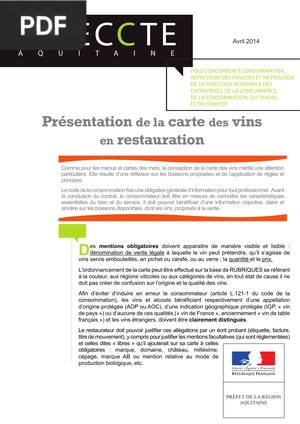 Présentation de la carte des vins en restauration