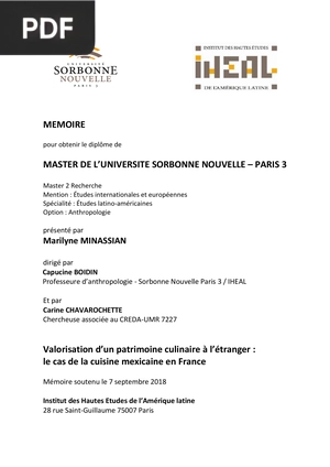 Valorisation d’un patrimoine culinaire à l’étranger: le cas de la cuisine mexicaine en France