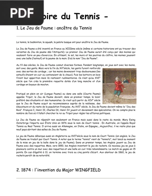 Histoire du Tennis