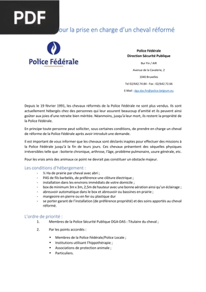 Conditions pour la prise en charge d’un cheval réformé