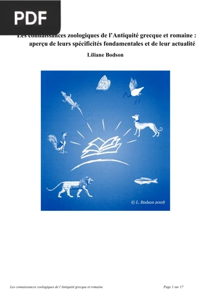 Les connaissances zoologiques de l’Antiquité grecque et romaine: aperçu de leurs spécificités fondamentales et de leur actualité