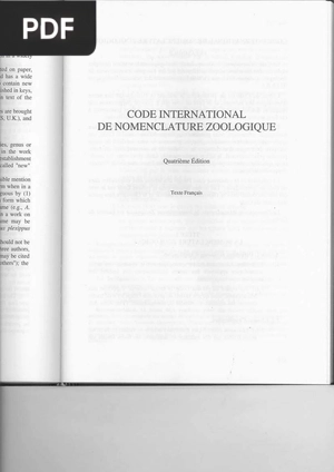 Le Code International de Nomenclature Zoologique