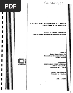 L'aviculture en qualité d'activité génératrice de revenus