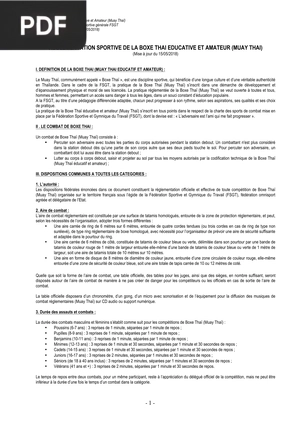Réglementation sportive de la boxe thaï éducative et amateur (muay thai)