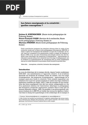 Les futurs enseignants et la créativité: quelles conceptions ?