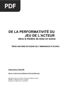 De la performativité du jeu de l’acteur