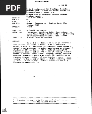 Guide d'enseignement: Art dramatique