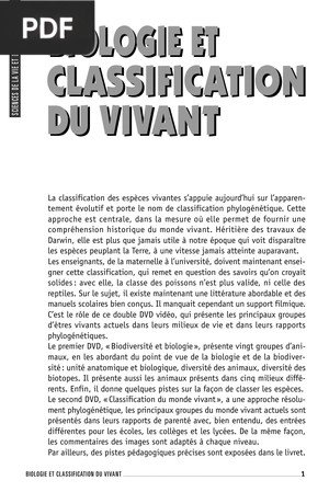Biologie et classification du vivant