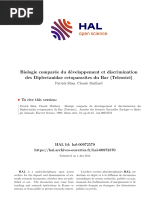Biologie comparée du développement et discrimination des Diplectanidae ectoparasites du Bar