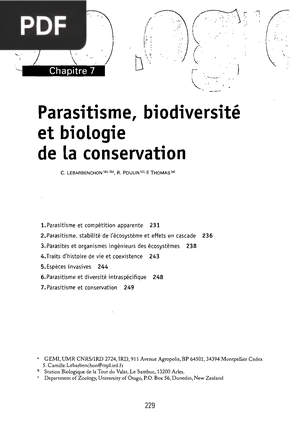 Parasitisme, biodiversité et biologie de la conservation