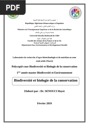 Biodiversité et biologie de la conservation