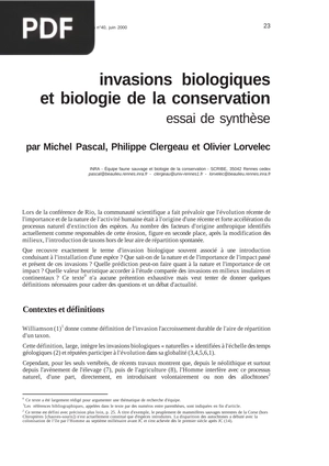 Invasions biologiques et biologie de la conservation