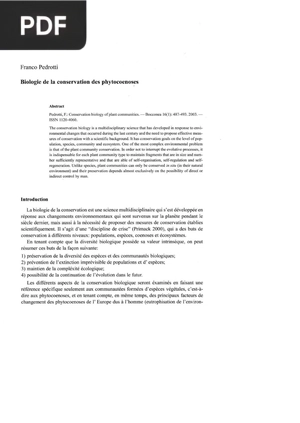 Biologie de la conservation des phytocoenos