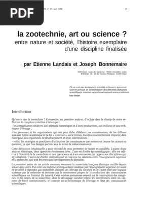La zootechnie, art ou science ?