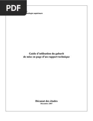 Guide d’utilisation du gabarit de mise en page d’un rapport technique