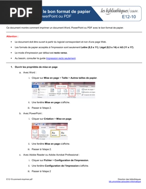 Impression avec le bon format de papier