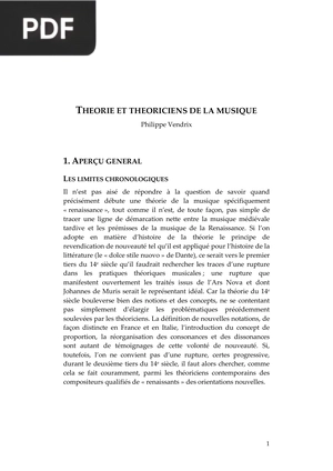 Théorie et theoriciens de la Musique