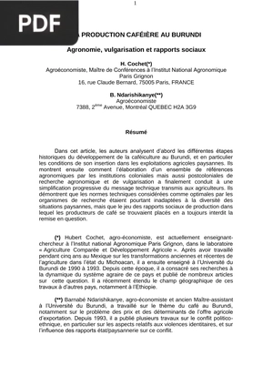 La production caféière au Burundi